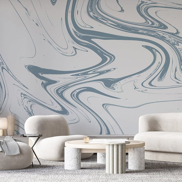 Blue Gray Marble Wall Mural AM052 - CostaCover - Peel and stick Removable Wallpaper - about walls - Abstract - abstract lines