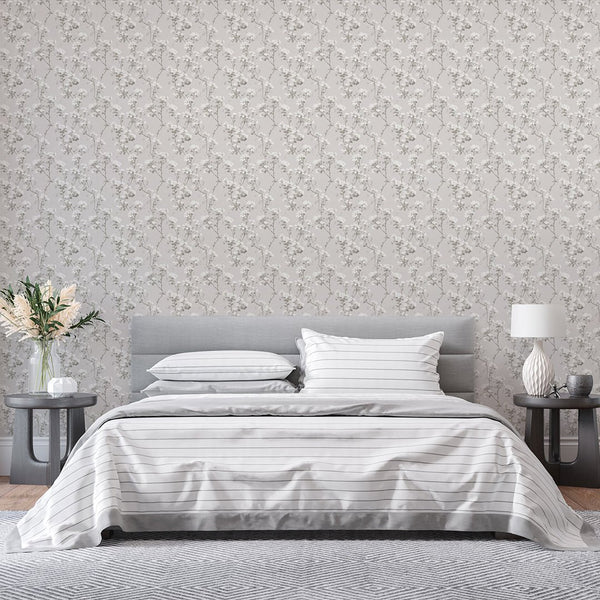 Gray Blossom Flowers Wallpaper W151 - CostaCover - Peel and stick Removable Wallpaper - abstract floral - abstract wall art - abstract wallpaper