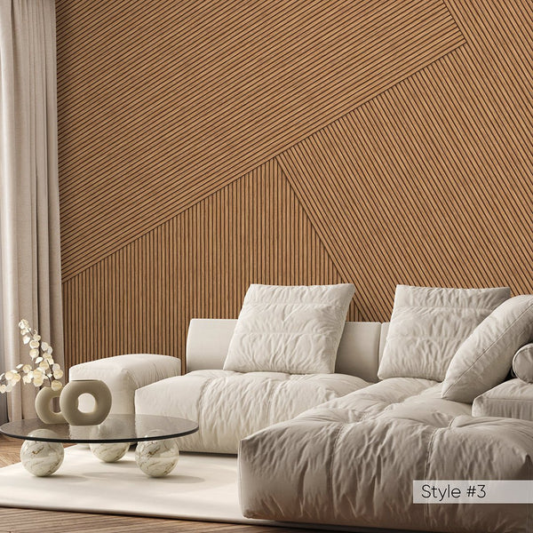 Geometric Wooden Panels Effect Wall Mural AM076 - CostaCover - Peel and stick Removable Wallpaper - about walls - Abstract - Abstract Labyrinth Lines