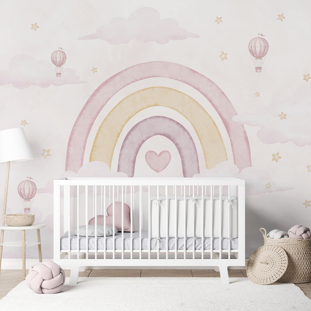 Pastel Pink Rainbow Wall Mural AM143