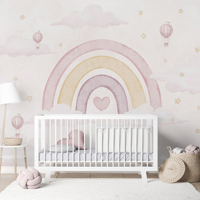 Pastel Pink Rainbow Wall Mural AM143