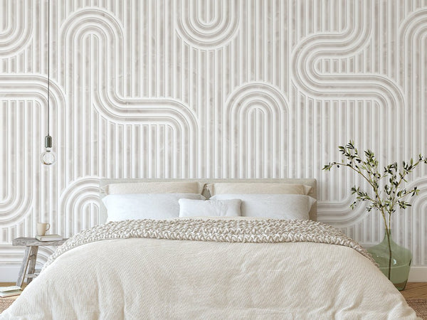 Beige Gray Line Boho Wall Mural CCM147 - CostaCover - Peel and stick Removable Wallpaper - Abstract - Abstract Labyrinth Lines - abstract lines
