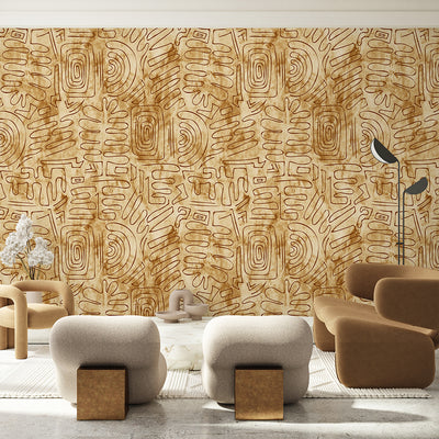 Tan Brown Tribal Mudcloth Wallpaper W173