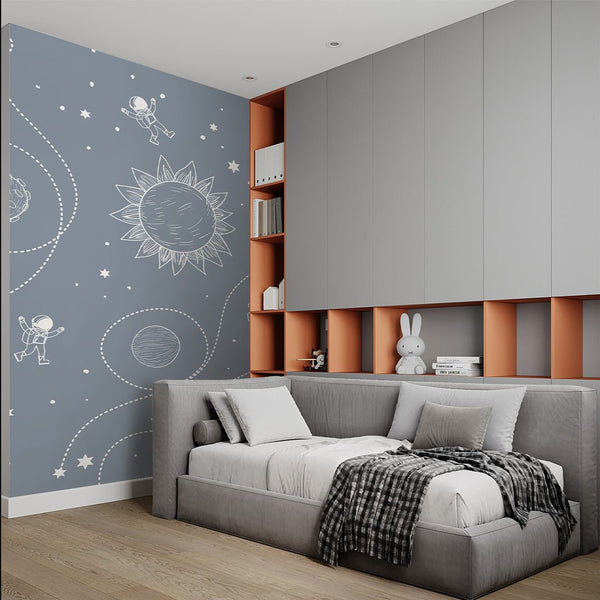 Dusty Blue Universe Wall Mural SM099 - CostaCover - Peel and stick Removable Wallpaper - Abstract - abstract wall art - abstract wallpaper