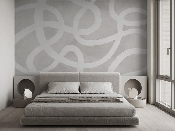Gray & White Lines Wall Mural AM008 - CostaCover - Peel and stick Removable Wallpaper - about walls - Abstract - Abstract Beige Gold Stripes Waves Removable Wallpaper near me