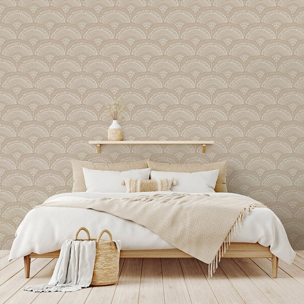 Beige African Fan Wallpaper W161 - CostaCover - Peel and stick Removable Wallpaper - Abstract - abstract lines - abstract mural