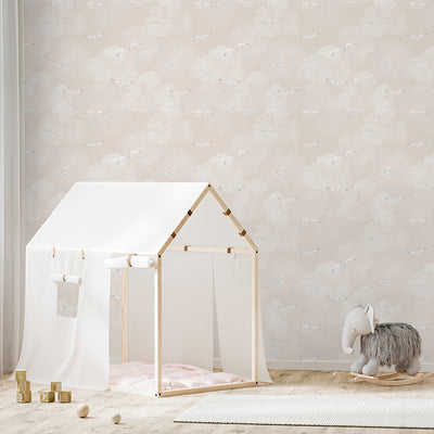 Beige Sky & Seagulls Wallpaper A107