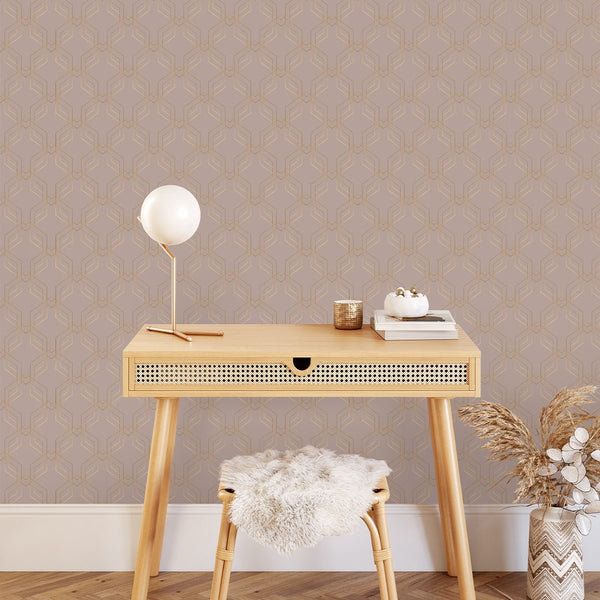 Rose Pink Gold Effect Art Deco Wallpaper CC324 - CostaCover - Peel and stick Removable Wallpaper - abstract wall art - accent wallpaper - adhesive wallpaper