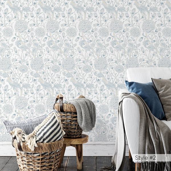 Beige Wild Tulip by Morris Wallpaper W110 - CostaCover - Peel and stick Removable Wallpaper - abstract floral - abstract wallpaper - accent wallpaper