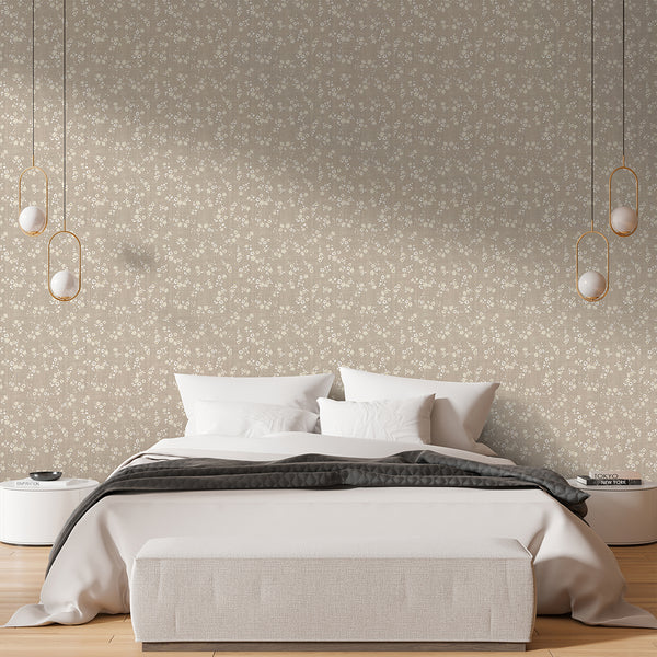 Beige Floral Wallpaper W178