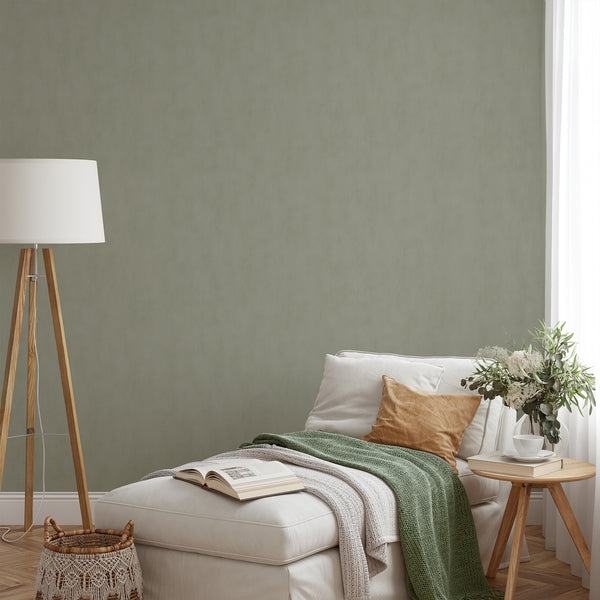 Sage Green Plaster Look Wallpaper S151