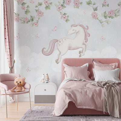 Flying Unicorn in Bloom Wall Mural AM146