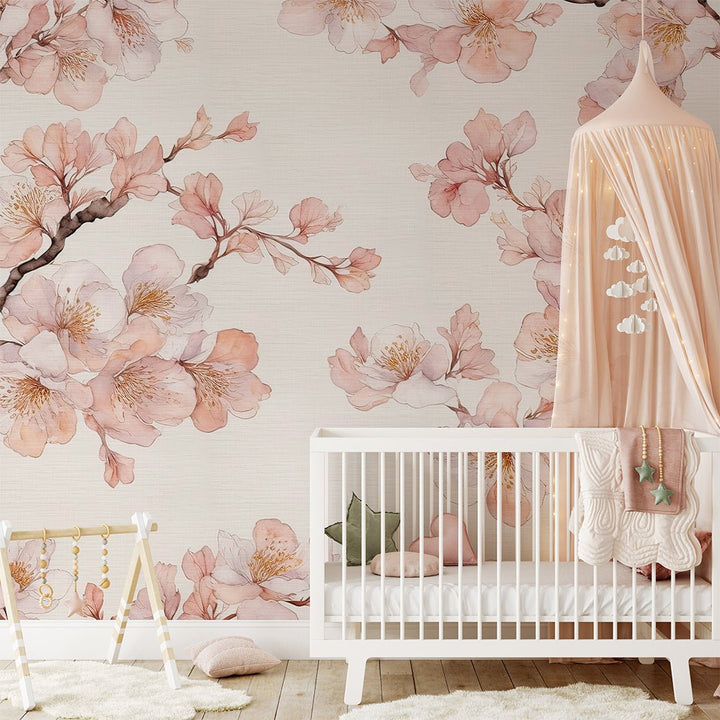 Cherry Blossoms Grasscloth Wall Mural CG008 – CostaCover