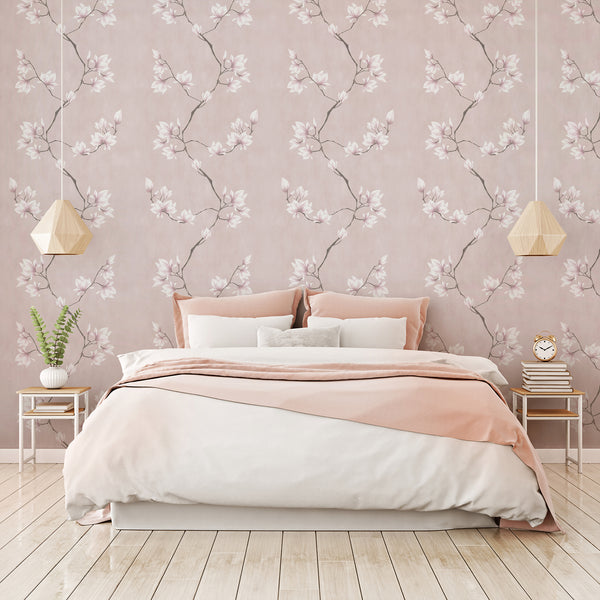 Blush Pink Magnolia Wallpaper W190
