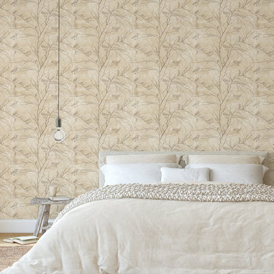 Vintage Birds on Branches Wallpaper CC356