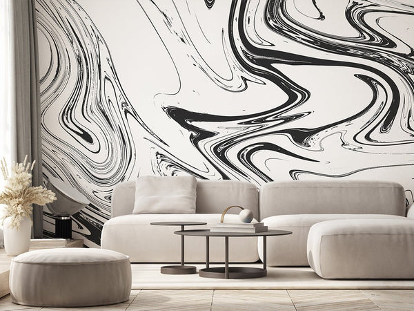 Black & White Marble Wall Mural AM054 - CostaCover - Peel and stick Removable Wallpaper - about walls - Abstract - abstract lines