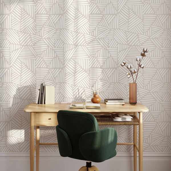 Neutral Boho Triangles Wallpaper W033 - CostaCover - Peel and stick Removable Wallpaper - Abstract - abstract lines - abstract wall art