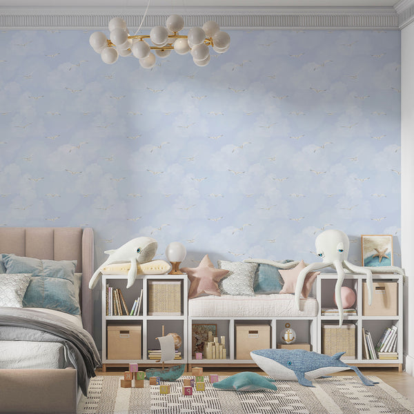 Blue Sky & Seagulls Wallpaper A108