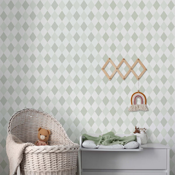 Two Color Green Rhombus Wallpaper S022 - CostaCover - Peel and stick Removable Wallpaper - accent wallpaper - adhesive wallpaper - baby bedroom