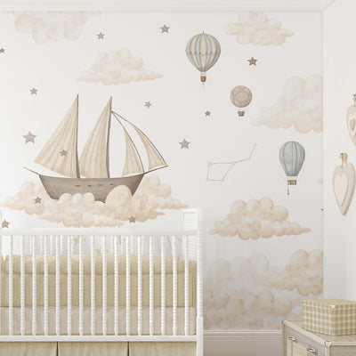 Ship Moon Cloud Star Wall Mural SM008