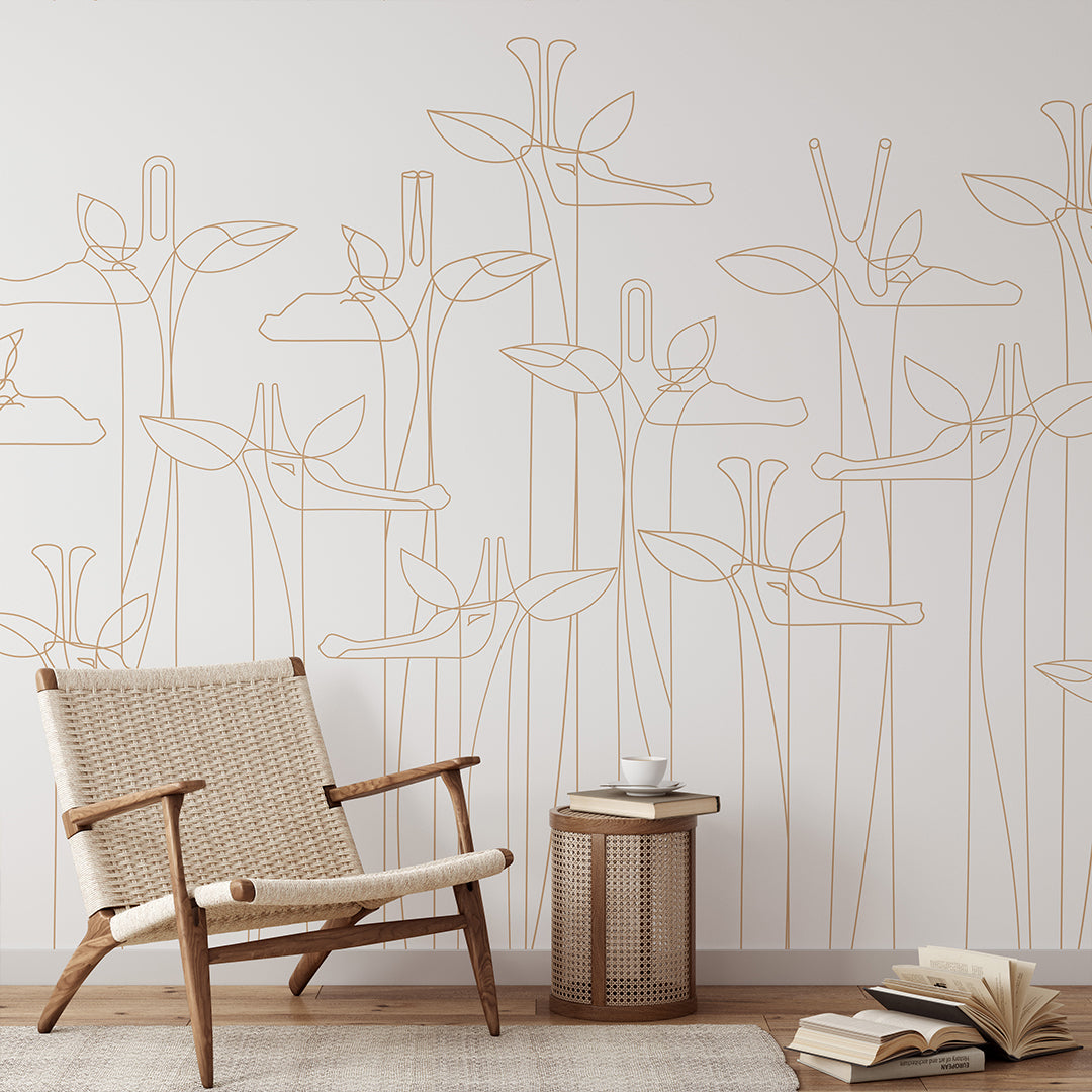 Giraffe Line Art Wall Mural CCM210