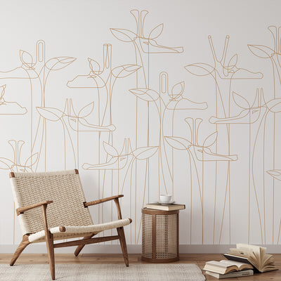 Giraffe Line Art Wall Mural CCM210