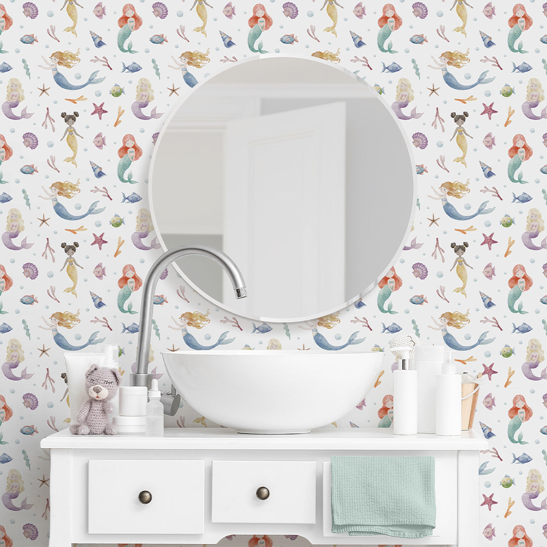 Cute Tiny Mermaids Wallpaper S091