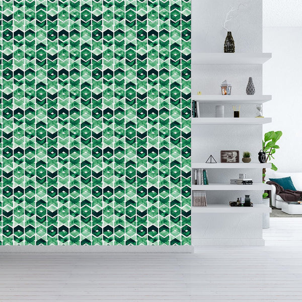 Watercolor Green Chevron Wallpaper CC191 - CostaCover - Peel and stick Removable Wallpaper - Abstract - abstract wallpaper - accent wallpaper