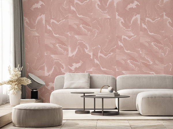 Pink Marble Squares Wall Mural AM032 - CostaCover - Peel and stick Removable Wallpaper - about walls - Abstract - abstract lines