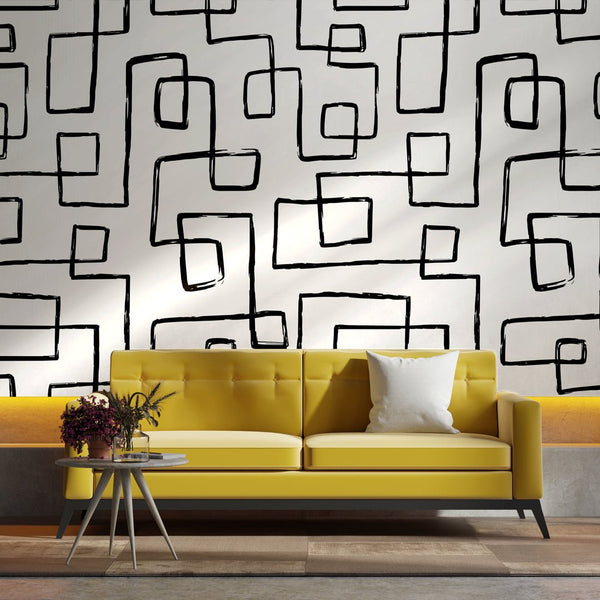 Abstract Black Line Wallpaper W016 - CostaCover - Peel and stick Removable Wallpaper - Abstract - abstract lines - abstract wall art