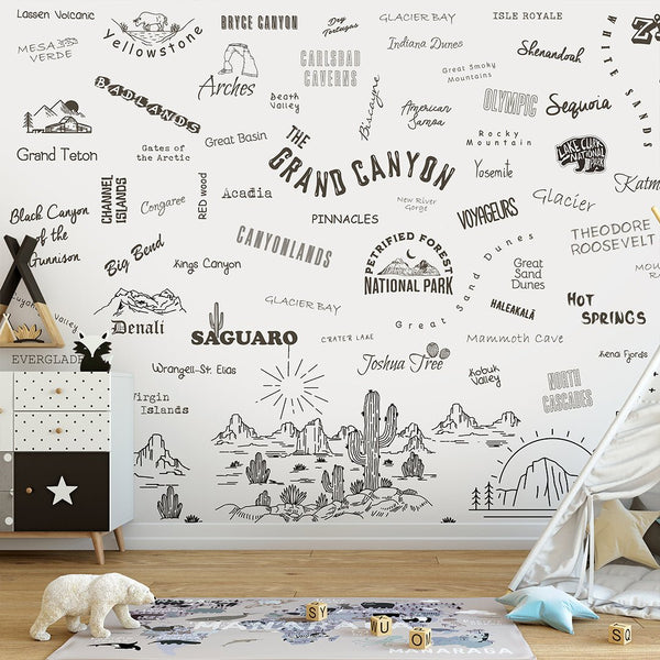 National Parks Wall Mural WM100 - CostaCover - Peel and stick Removable Wallpaper - 63 national parks - abstract wallpaper - accent wallpaper