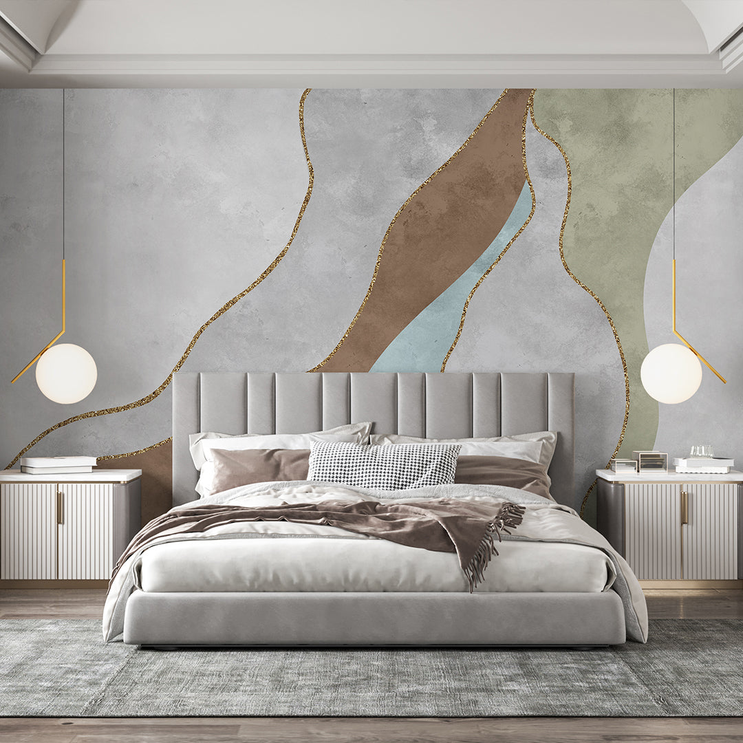 Brown Green Blue Abstract Wall Mural CCM213