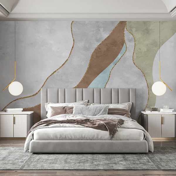 Brown Green Blue Abstract Wall Mural CCM213