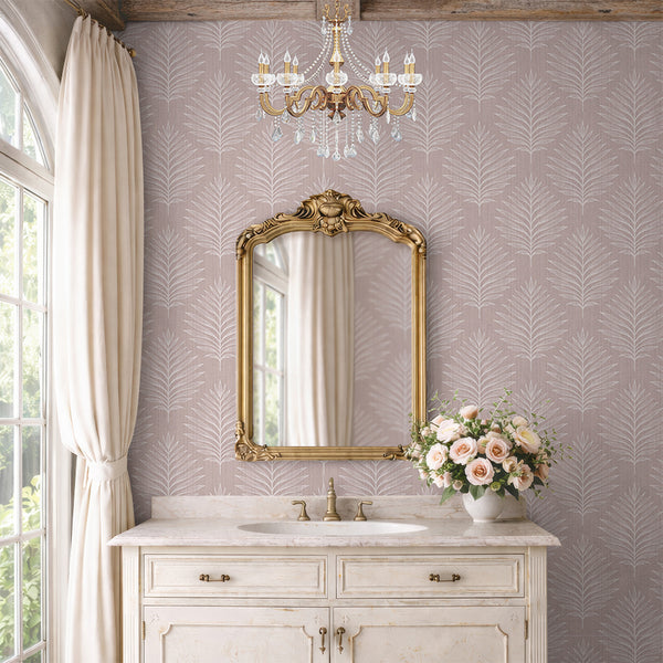 Dusty Pink Palm Leaves Wallpaper  L055