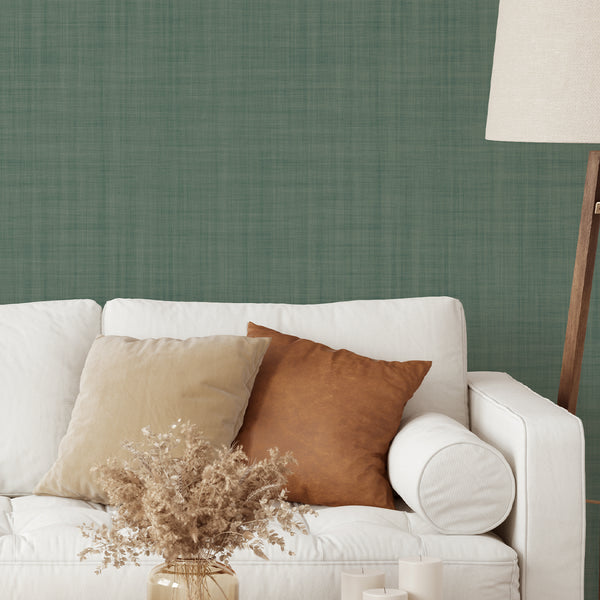 Green Linen Texture Wallpaper L050
