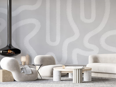 Soft Gray Lines Wall Mural AM046