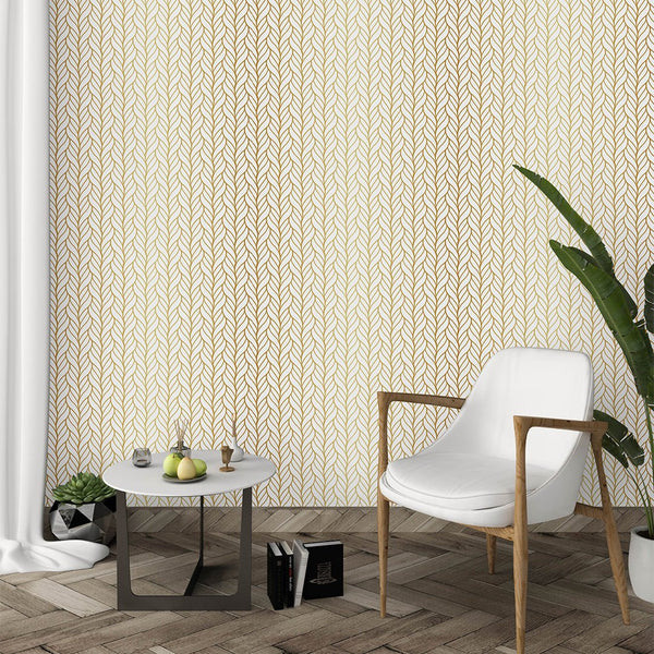 Golden Retro Braids Wallpaper CC217 - CostaCover - Peel and stick Removable Wallpaper - 70's style - Abstract - abstract wallpaper