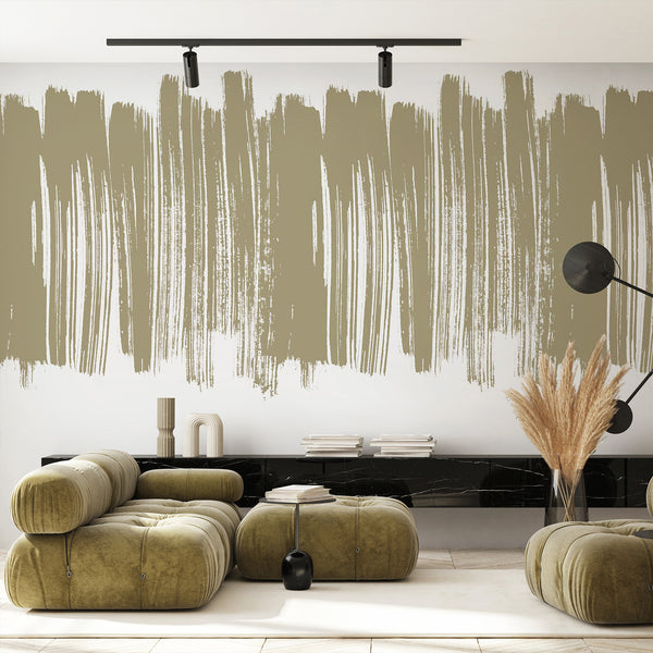 Olive Green Brushstroke Wall Mural AM191