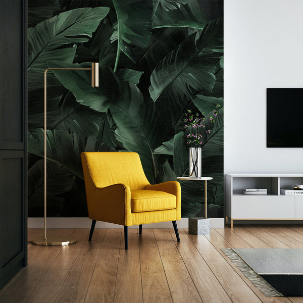 Dark Banana Leaves Wall Mural WM019