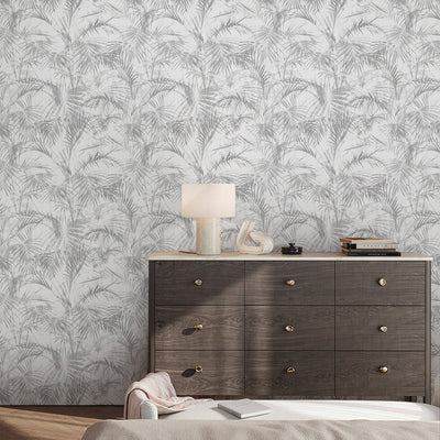 Gray Palm Leaf Wallpaper A122