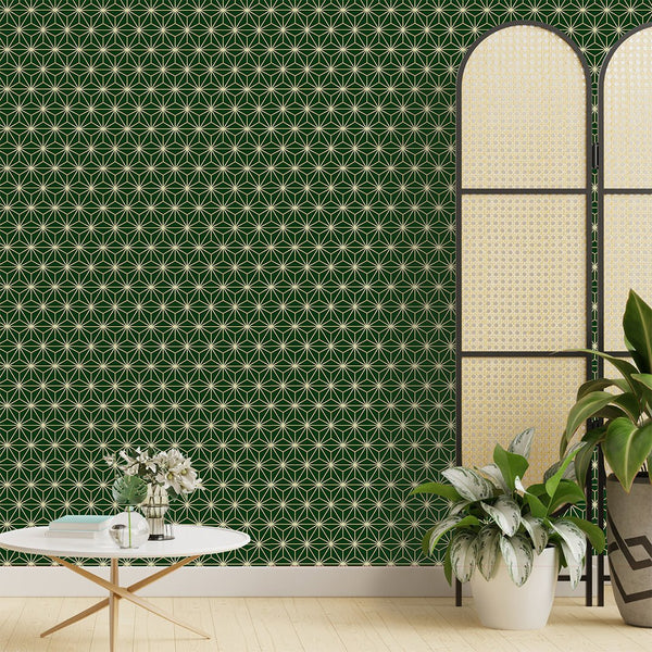 Green Beige Prism Wallpaper CC303 - CostaCover - Peel and stick Removable Wallpaper - Abstract - Abstract Labyrinth Lines - abstract lines