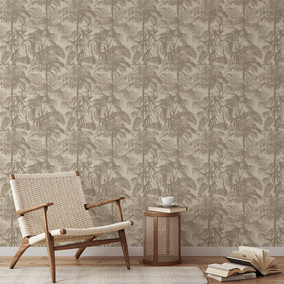 Beige Coastal Palm Wallpaper CC358