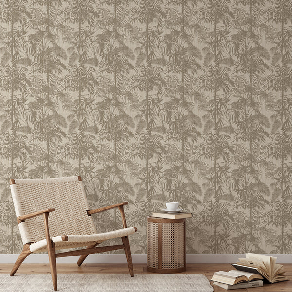 Beige Coastal Palm Wallpaper CC358