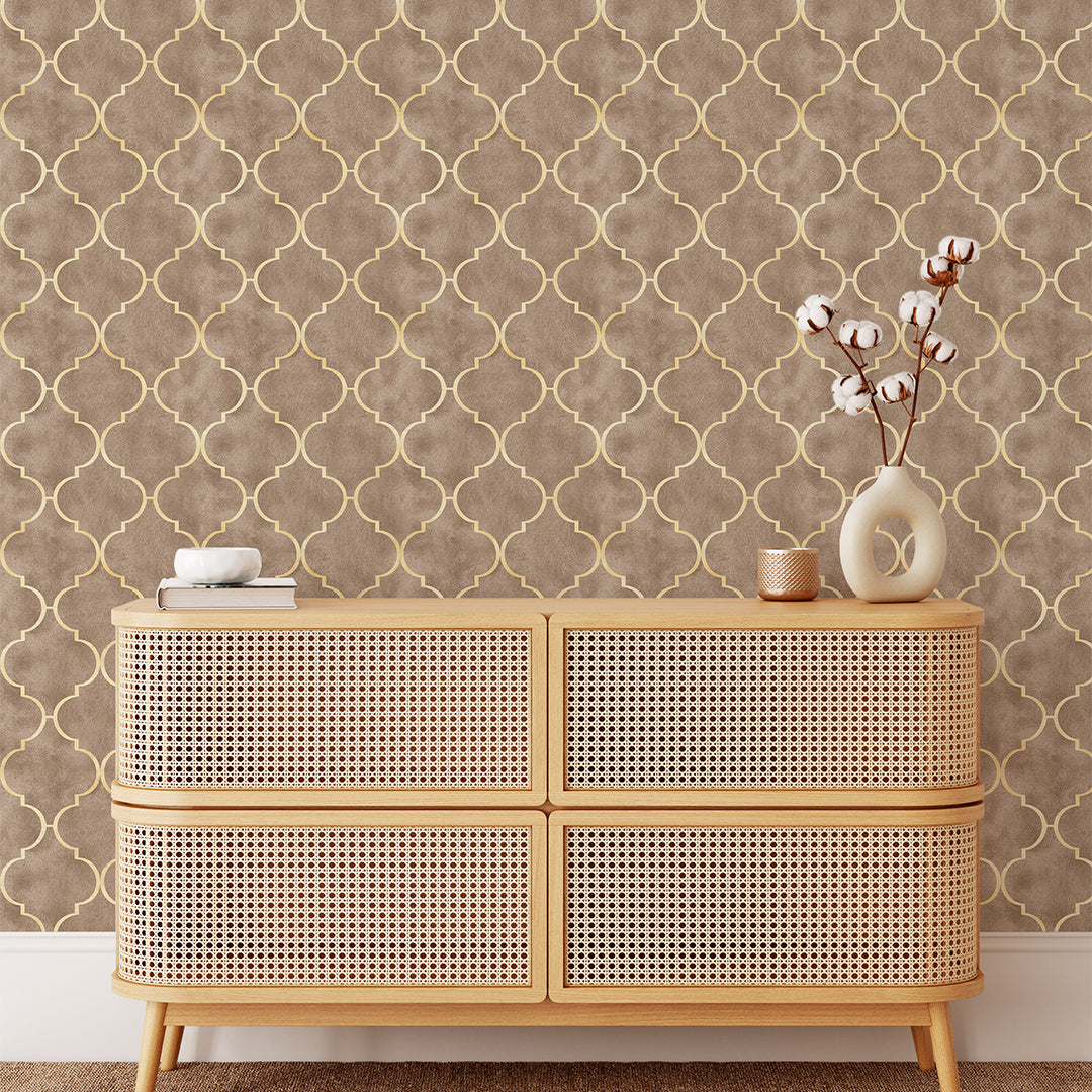 Light Brown Art Deco Wallpaper CC330