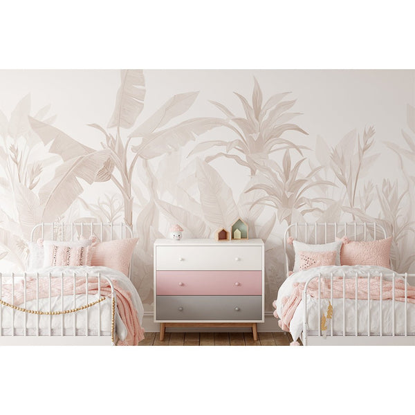 Beige Palm Leaves Wall Mural CCM194 - CostaCover - Peel and stick Removable Wallpaper - abstract wallpaper - accent wallpaper - adhesive wallpaper