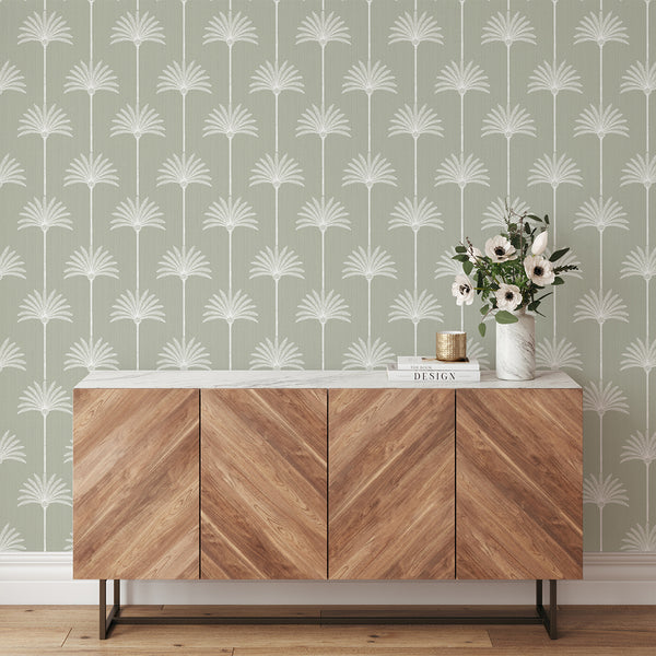 Sage Green Palm Tree Wallpaper L003