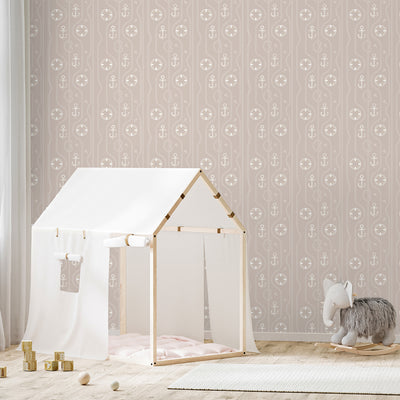 Beige Anchor & Nautical Rope Wallpaper A071
