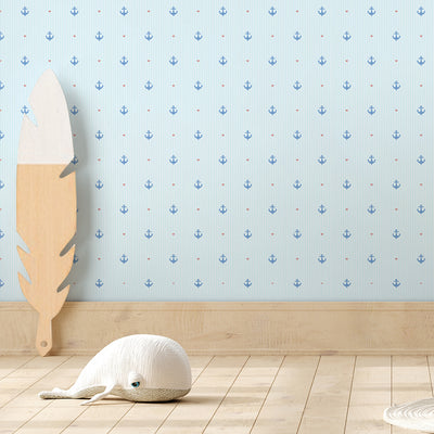 Light Blue Anchor Wallpaper A073