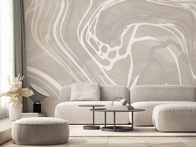 Beige & White Water Ripples Wall Mural AM011