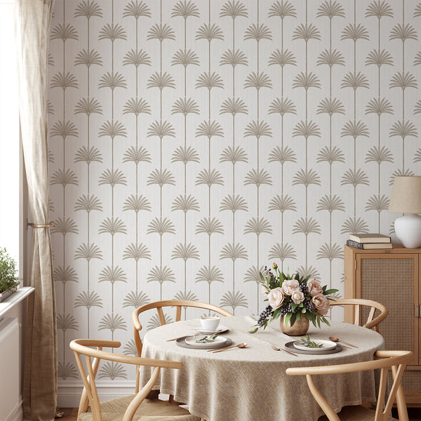 Neutral Beige Palm Tree Wallpaper L004
